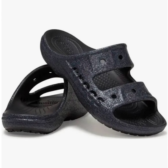 CROCS BAYA Black GLITTER Sandals SIZE 7 Women’s - Picture 1 of 11